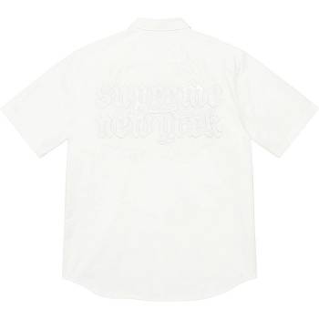 Supreme Croc Patch S/S Work Shirts White | ZA386PQ