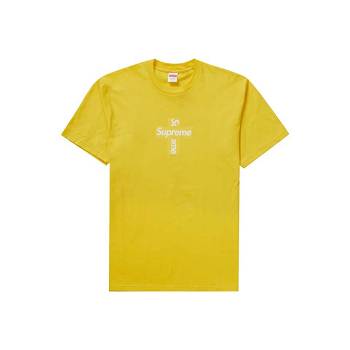 Supreme Cross Box Logo T Shirts Yellow | ZA201UT