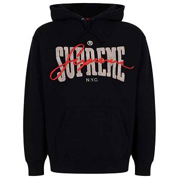 Supreme Embroide Chenilles Hoodie Black | ZA483EX