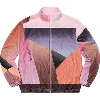 Supreme Geo Velour Track Jackets Pink | ZA451VD