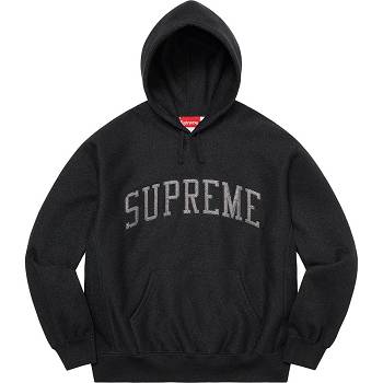 Supreme Glitter Arc Hooded Sweatshirts Black | ZA298MA