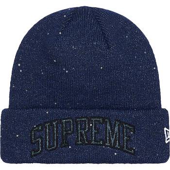Supreme New Era® Metallic Arc Beanie Hats Navy | ZA145EX