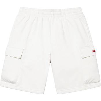 Supreme Small Box Baggy Cargo Sweat Shorts White | ZA368KI