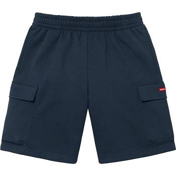 Supreme Small Box Baggy Cargo Sweat Shorts Navy | ZA371XF