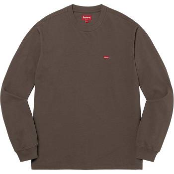 Supreme Small Box L/S Tee Sweaters Brown | ZA341JJ