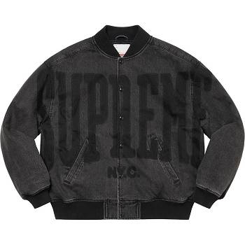 Supreme Washed Knockout Denim Varsity Jackets Black | ZA439AP