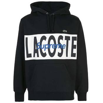 Supreme X Lacoste Logo Panel Hoodie Black | ZA457EX